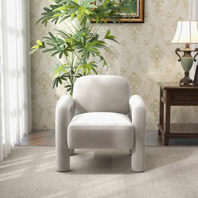 Velvet Armchair, Beige