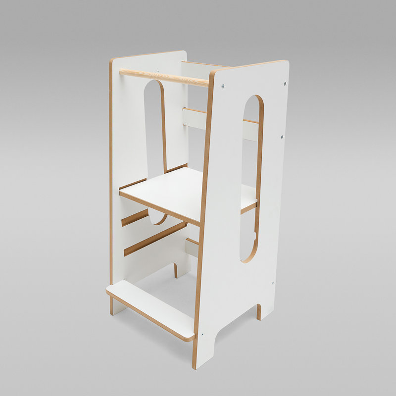 Classic Montessori Learning Tower Wooden With 3 Adjustable Heights, White