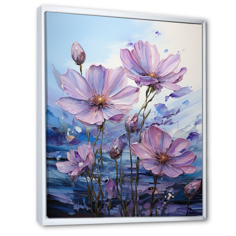 «Pink Morning Glory», impression sur toile, H 20 po x l 12 po x P 1 po, Cadre flottant blanc