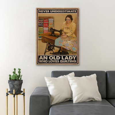 «Old Lady Quilting In Her Room», impression sur toile tendue