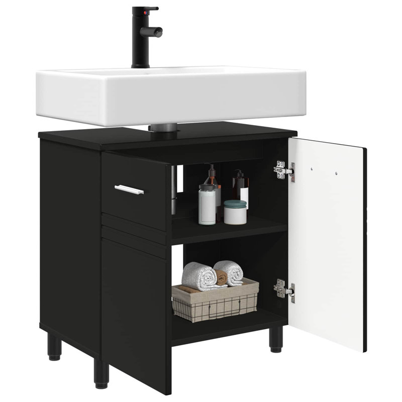 60 mm Single Double Bathroom Vanity Base, Black