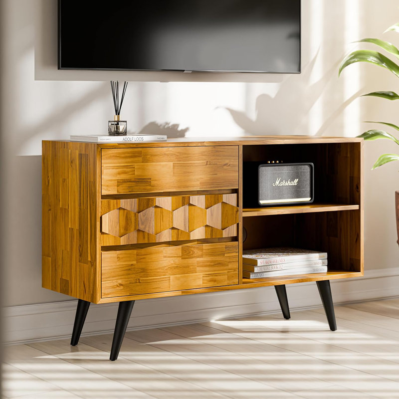 Meuble télé 45 po en bois massif, ensemble de rangement avec rangement de moins de 10 minutes