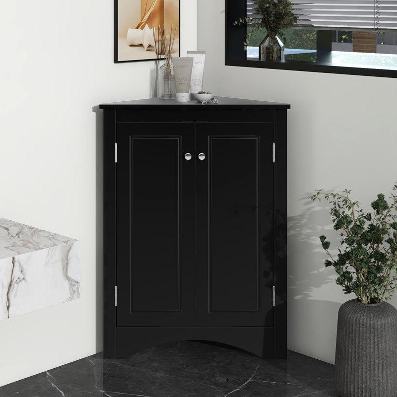 Armoire triangulaire moderne noire avec tablettes réglables pour les planchers de garage, économise de l'espace de rangement
