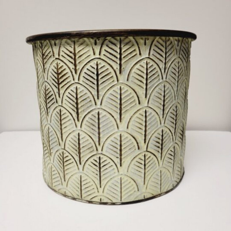 Seau en métal à motif de feuilles