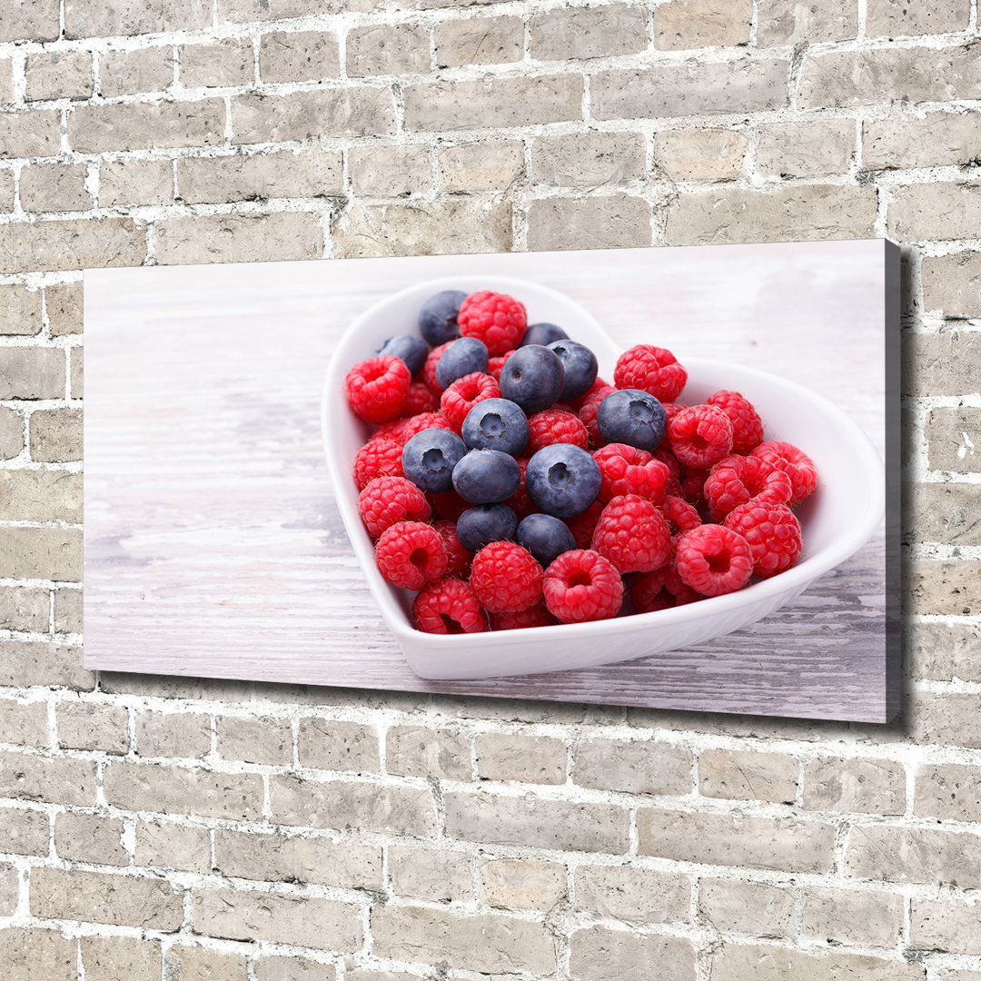 Himbeeren und Blaubeeren - Kunstdrucke auf Segeltuch