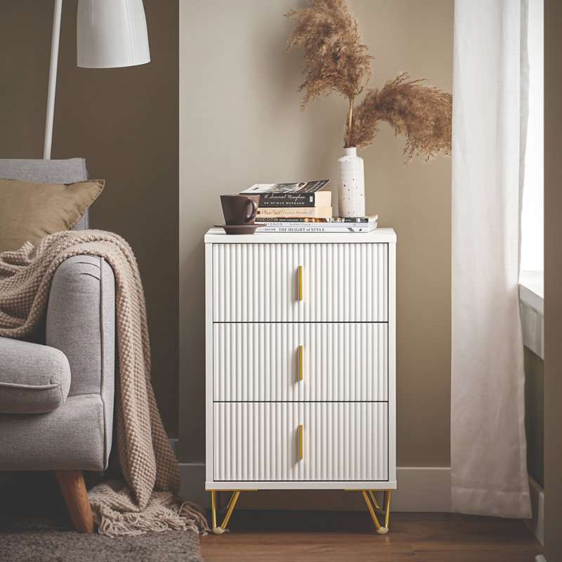 Saturmino 40cm W Manufactured Wood Bedside Table, White