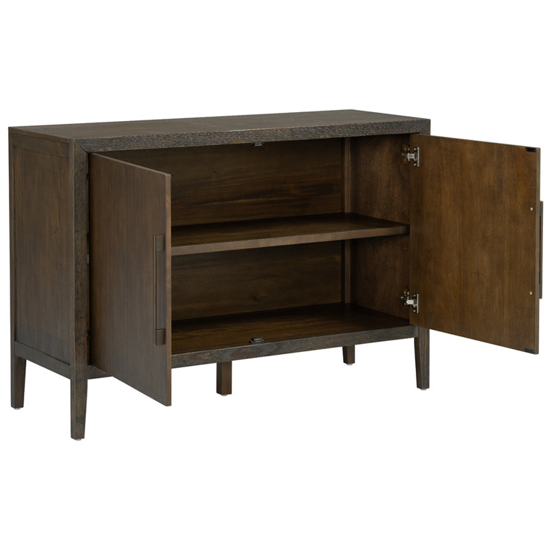 Buffet de ferme 47,25 pouces avec placage de pin et 2 portes, Marron foncé