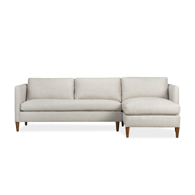 Canapé modulaire 2 pièces Clifford, Tissu natté turbo cendre, Accoudoir à droite (vu de face)