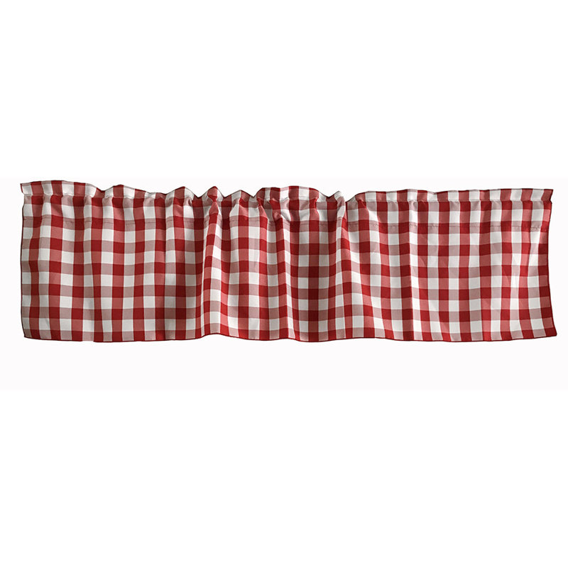 Cantonnière sur mesure l 58 po Haideh Gingham, L 58 po x L 32 po, Rouge