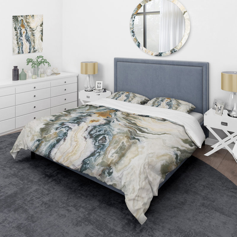 Abstract Duvet Cover Set - Designart Onyx Detail Composition, King Duvet Cover + 2 Shams