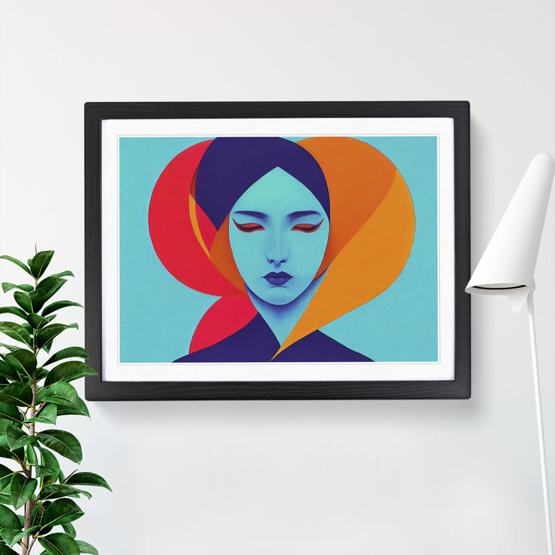 XH1022-10292X Woman Modern Art - Single Picture Frame Print, Black , 46cm H x 64cm W