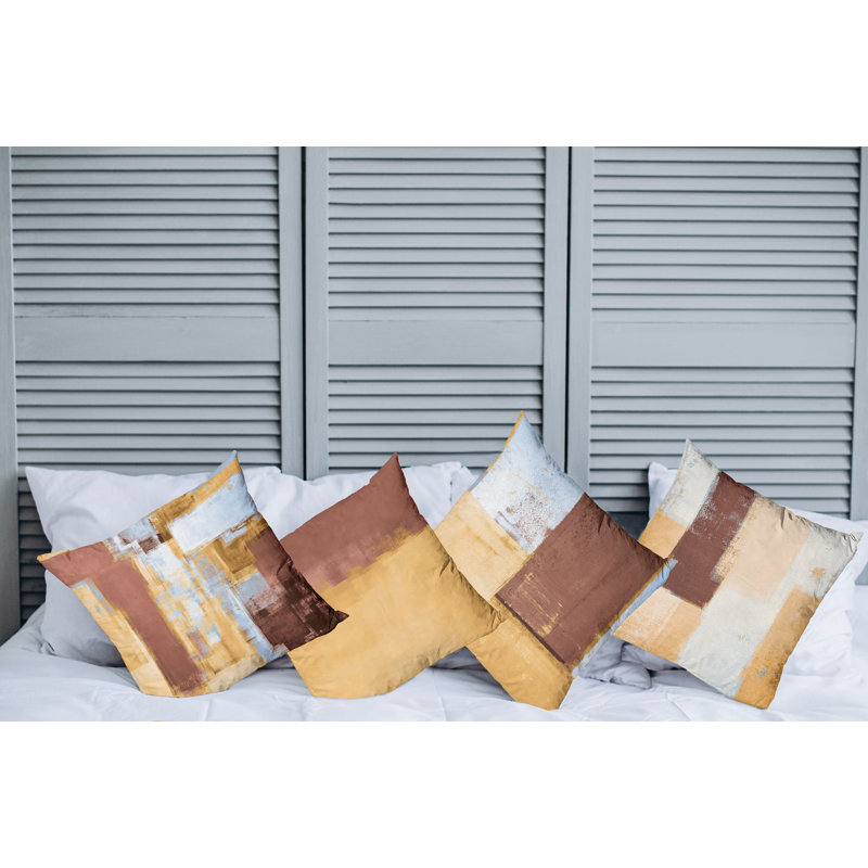 Reversible Pillow Cover, 20" H x 20" W, Mustard / Pale Redwood