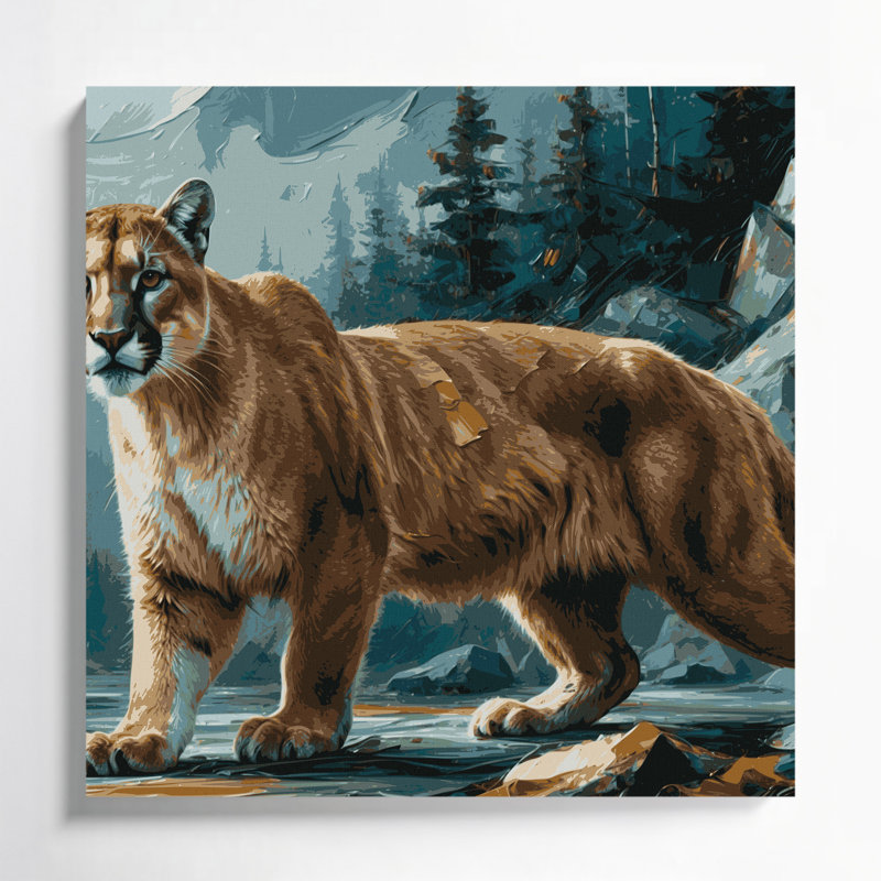 «Big Cats Canadian Cougar», art mural sur toile grise, H 16 po x l 16 po