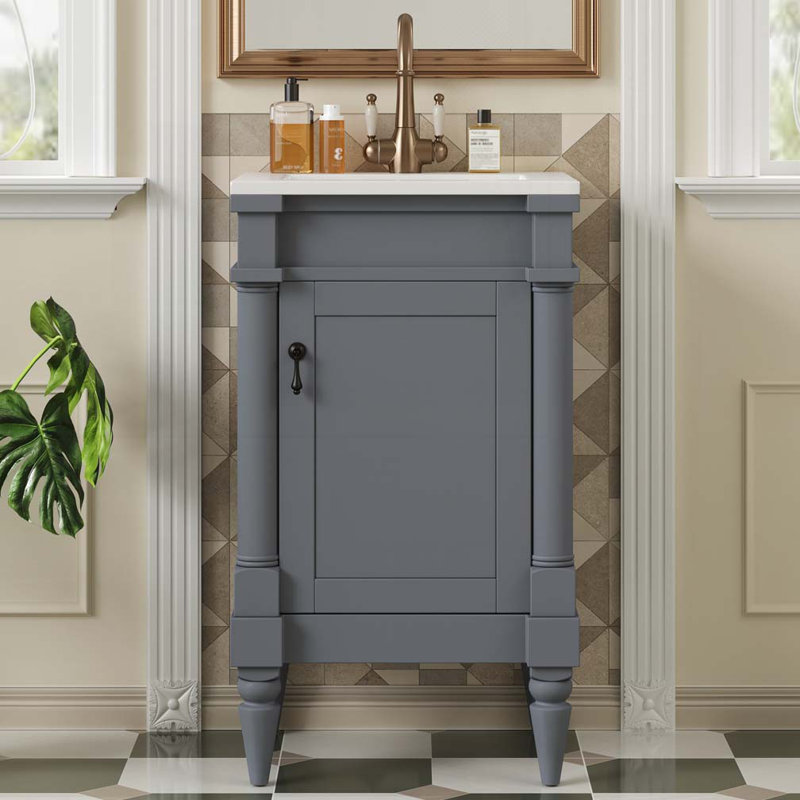 Bathroom Vanity with Ceramic Sink, Gray