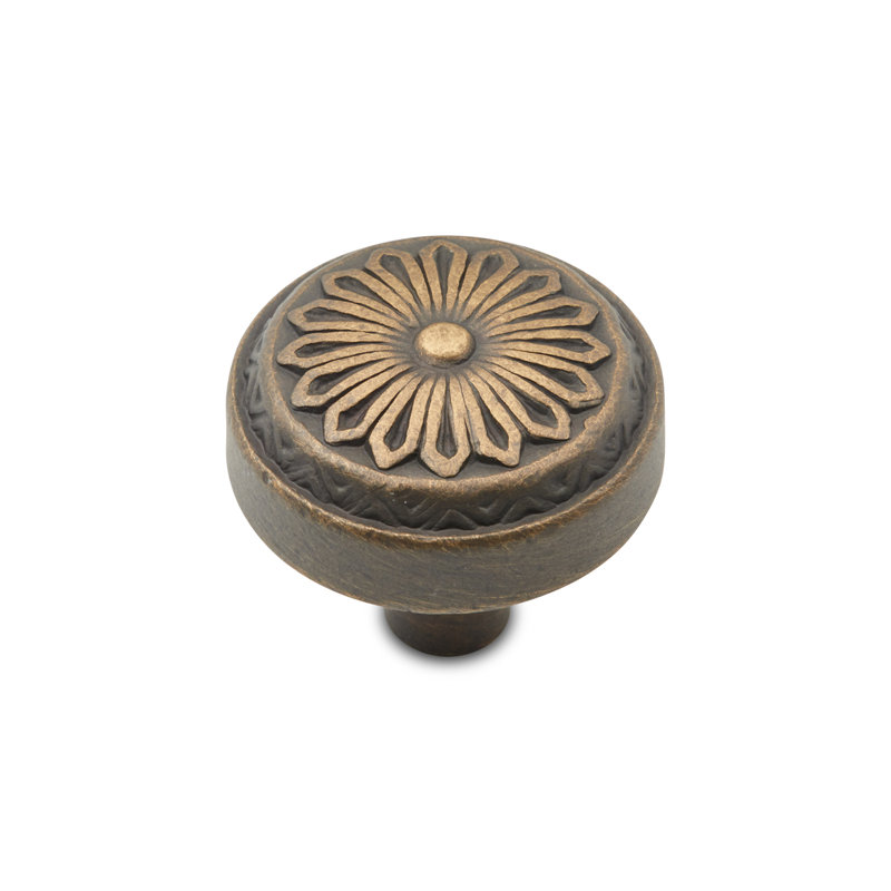 Ornate Flower 1 1/4" Mushroom Knob CK Series, Antique English