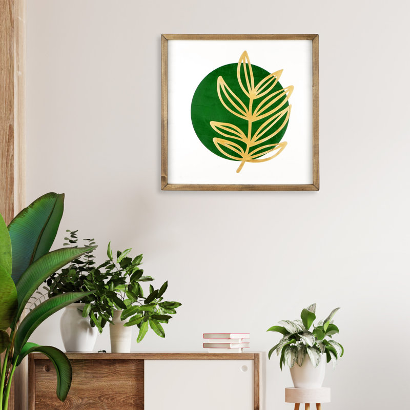 Modern Plants & Flowers Wall Decor on Solid Wood, White/Green/Yellow