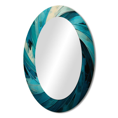 Teal Majestic Motion II - Blue Oval Wall Mirror Decor