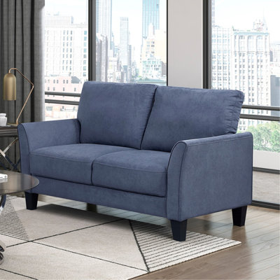 Moderne, contemporain, causeuse rembourrée, bleu, siège moelleux, confort, mobilier de salon en bois durable, 1 pièce