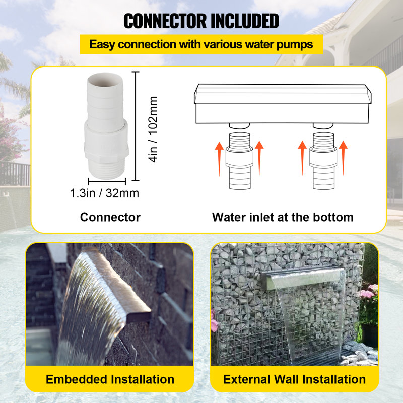 Outdoor Stainless Steel Waterfall Fountain