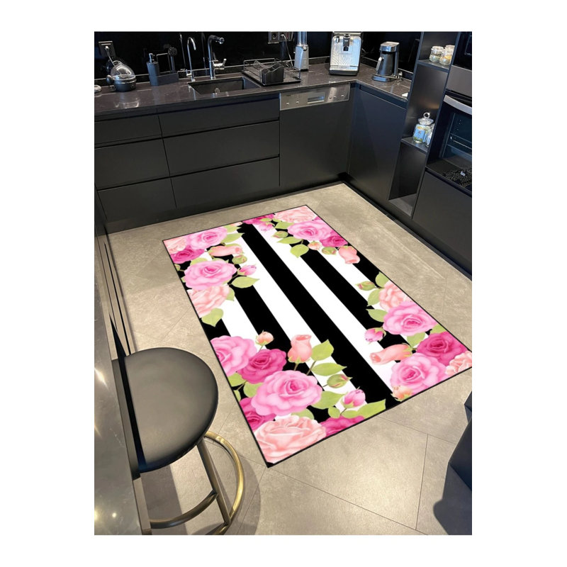 Tapis à rayures rose et rose, Rectangle 3 pi 4 po x 5 pi