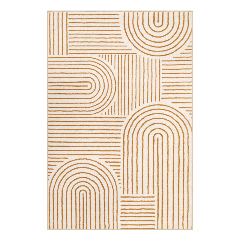 Celeta Abstract Rainbow Striped Area Rug - Colorful Modern Carpet for Living Room, Bedroom, or Office Decor