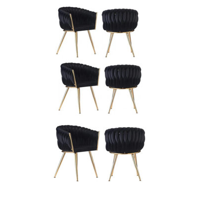 Anneruth Velvet Dining Chair - Ergonomic Tufted Back and Metal Legs - Button Back Armchair for Dining Room Living Room Restaurants