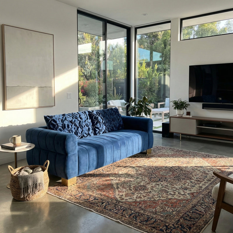 FX-P56-RBH (Canapé - Huabanshaun NIUNAIRONGH7322-37), Retro Blue