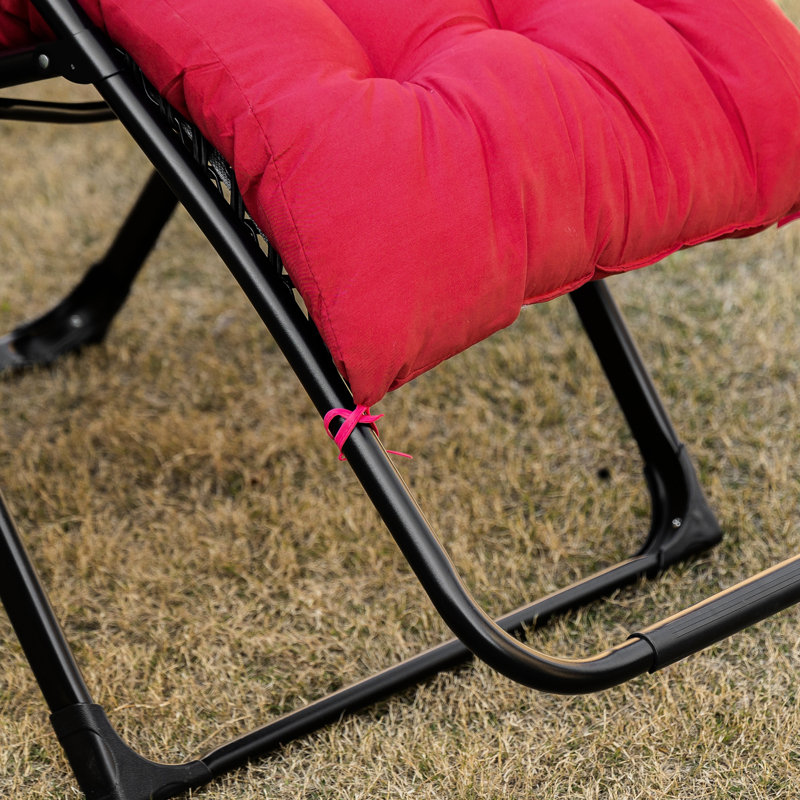 Chaise pliante Zero Gravity en rouge, avec coussin rembourré confortable et plateau latéral, pour les espaces intérieurs et extérieurs, supporte une chaise de 264 lb, une table inclinable rouge, extérieure, avec support