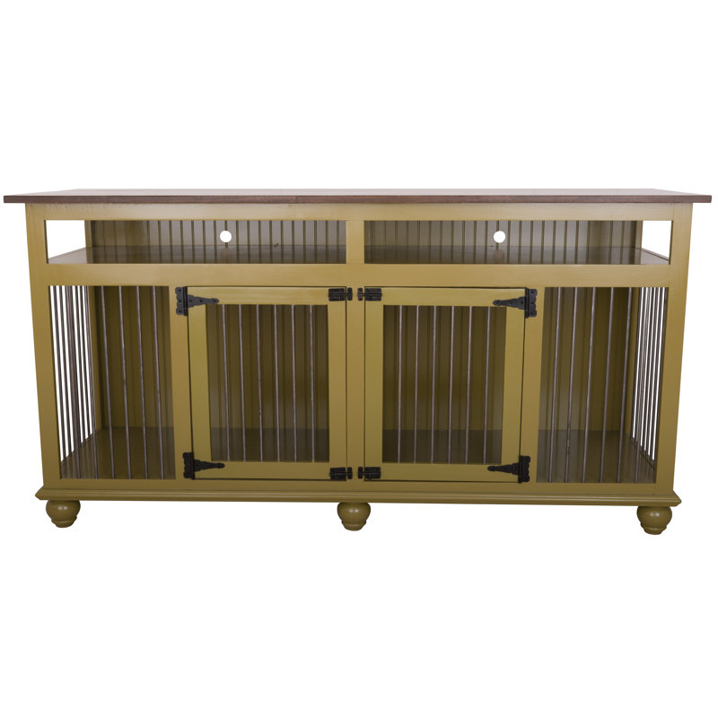 Caisse pour animaux Leela, Noir antique / rhum des Caraïbes, Moyen (H 40 po x l 76,25 po x P 25 po)