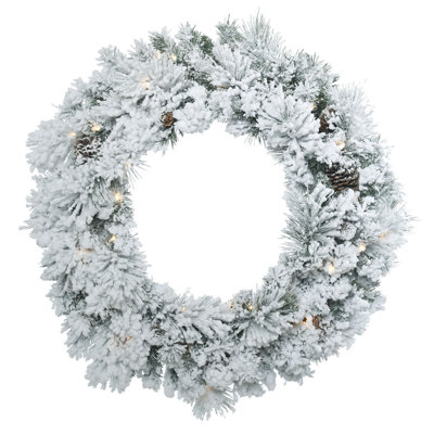 Vickerman Artificial Flocked Ashton Wreath