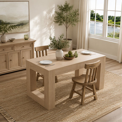 Farmhouse Kitchen Dining Table For 4-6 People, Rectangular Dining Table For Dining Room, Living Room, Kitchen With Sturdy Wood Legs Farmhouse Full MDF