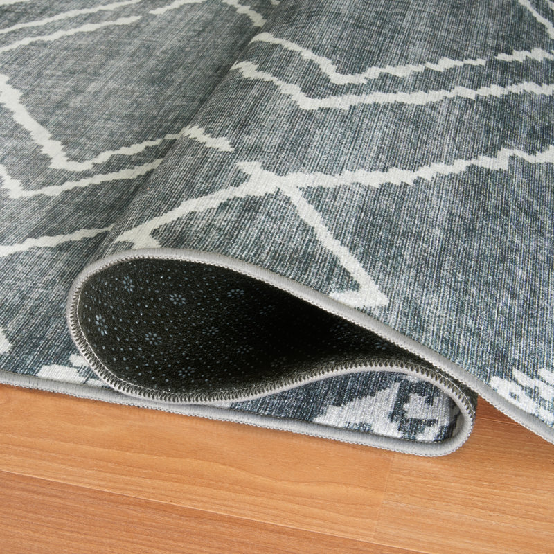 Tapis orange lavable à la machine Kentre Jax, Grey, Rectangulaire 3 pi x 5 pi