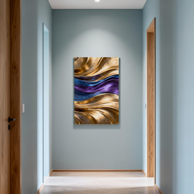 Fashion Golden Waves Purple Blue Abstract Art