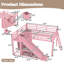 Lit mezzanine simple en métal avec glissière et échelle, lit mezzanine pour enfants avec tiroirs de rangement, tringle suspendue et lumières DEL - Cadre de lit peu encombrant pour les adolescents, rose-112106725