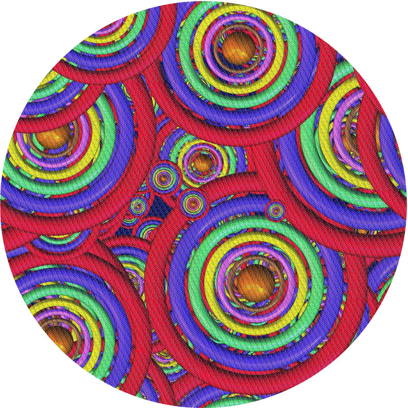 Tapis rouge à motif géométrique, Rond 6 pi
