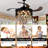 42" Crystal Invisible Ceiling Fan Light with Remote Control, Retractable Blades