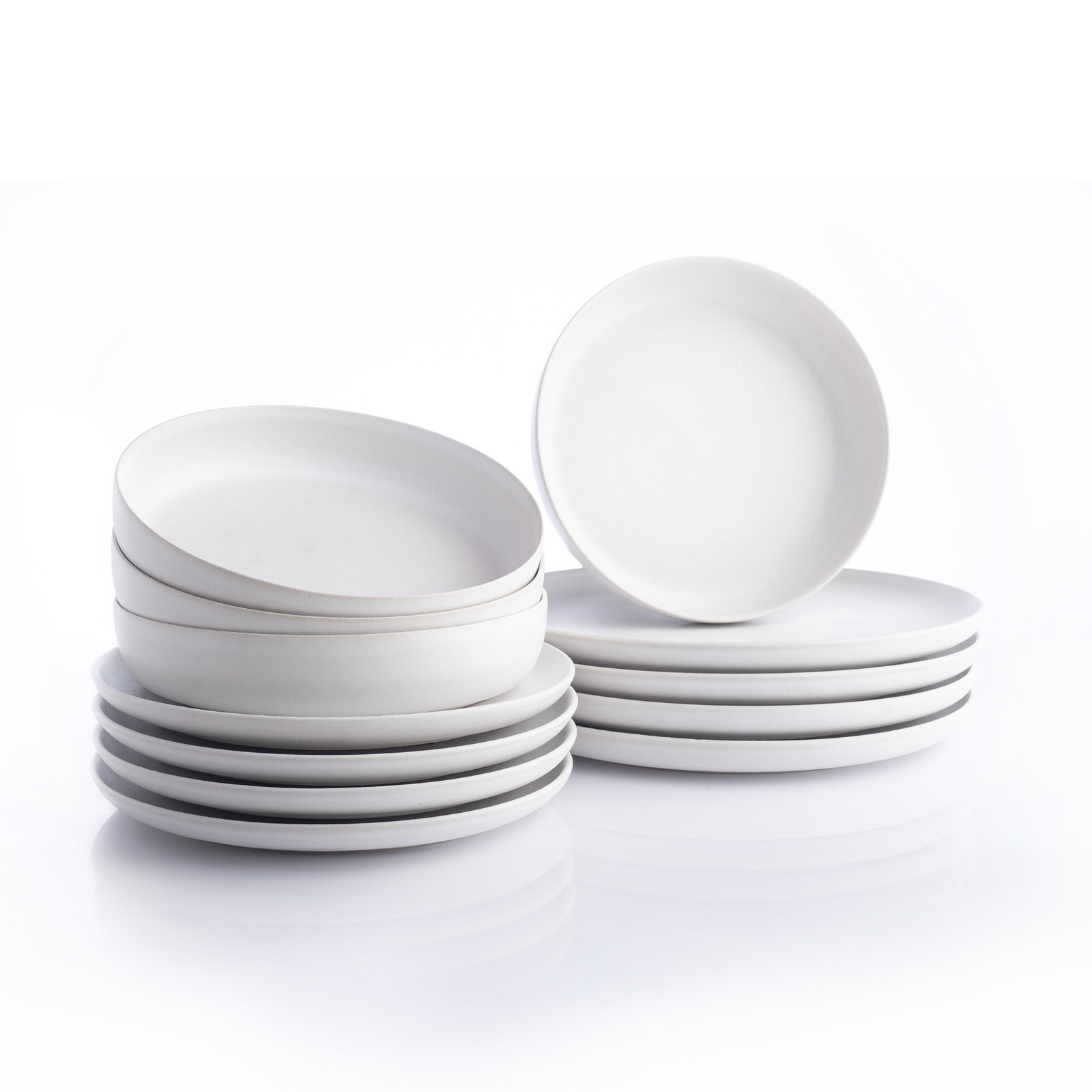 Macchio Stoneware Dinnerware Set, White