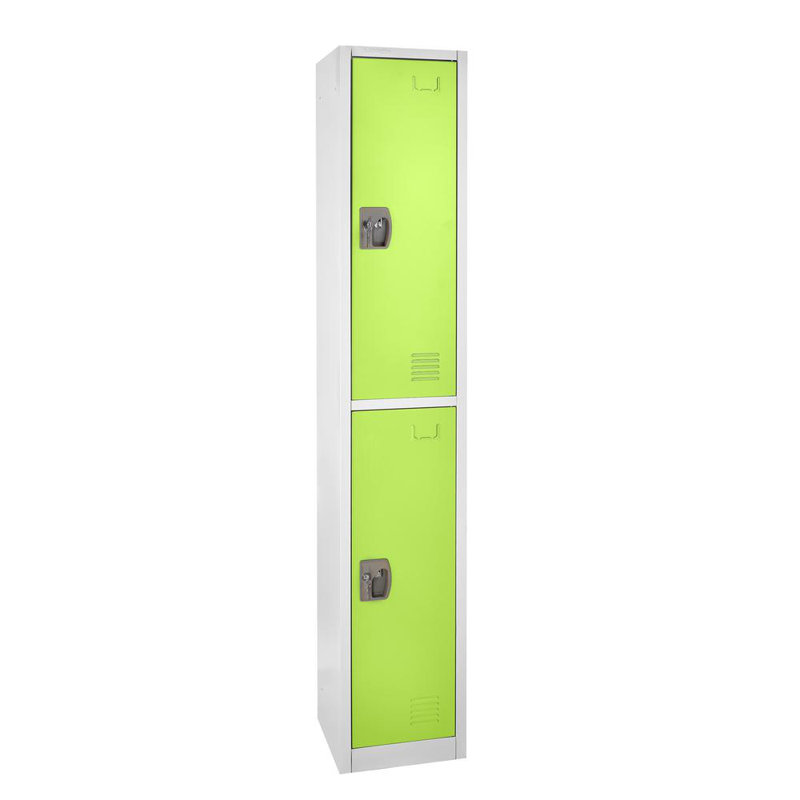 Casier 2 portes 72 po x 12 po x 12 po à 2 portes en acier avec serrure à clé - Rangement pour employés, étudiants, salle de sport, lieu de travail - Comprend les tablettes, les crochets, la ventilation et le porte-carte - Assemblage facile