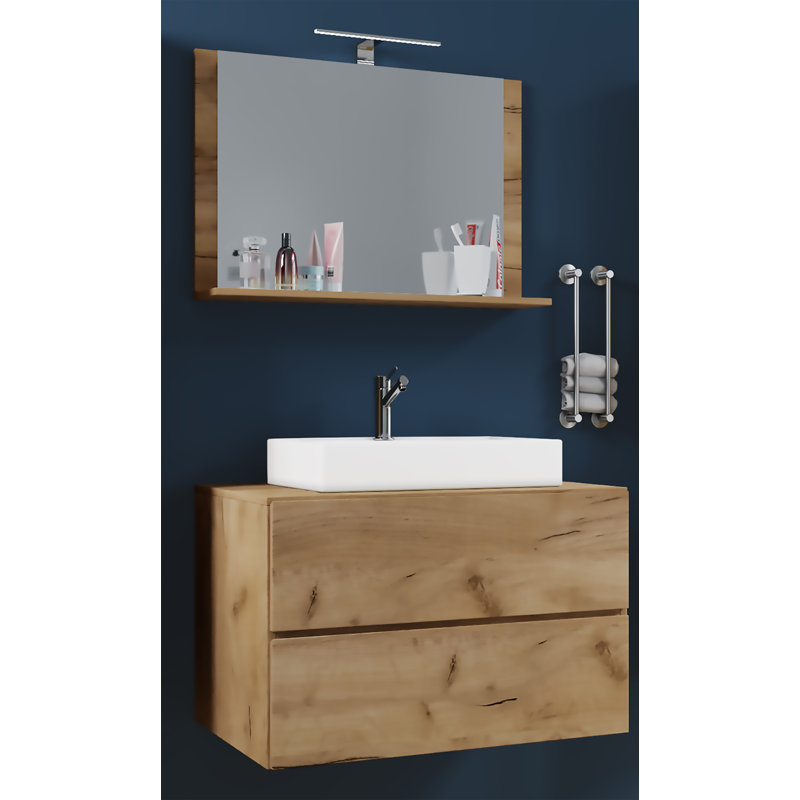 Razwana Bathroom Furniture Suite, White/Natural