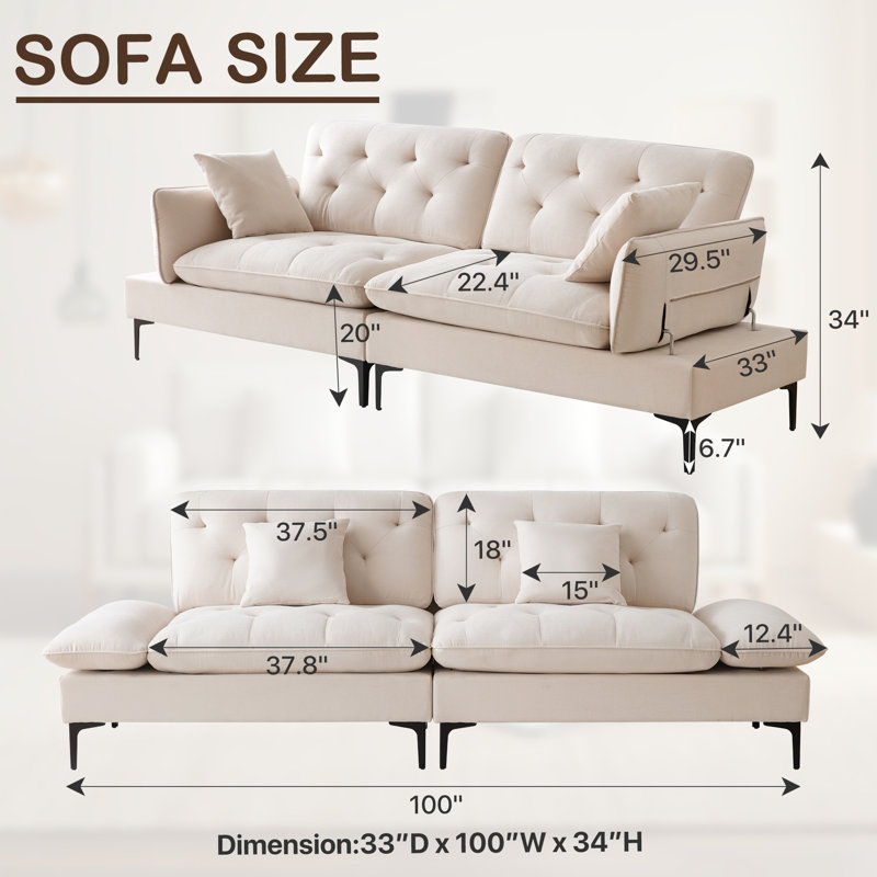 Upholstered Loveseat Sofa, Beige