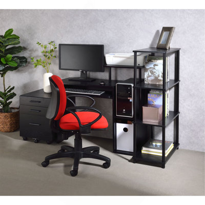 Bureau d'ordinateur polyvalent en métal et bois pour un travail et un rangement efficaces