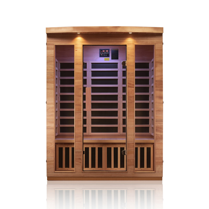 Hongyuan 3 Person Indoor Bluetooth 7 of Low EMF Heaters FAR Infrared Sauna In Okoume & Hemlock Wood Home Sauna
