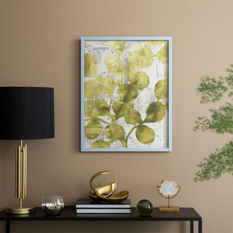 Green Leaf Shimmer II, reproduction encadrée - bois massif, H 21 po x l 17 po, Bleu