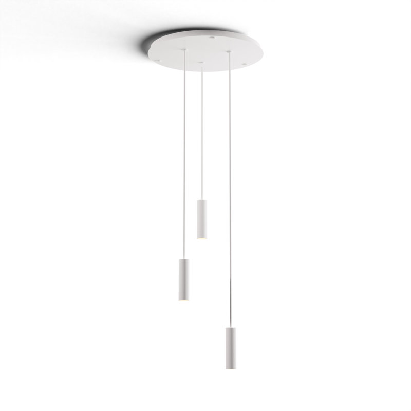 Luminaire suspendu Combi 6 po avec pavillon noir mat, Blanc mat
