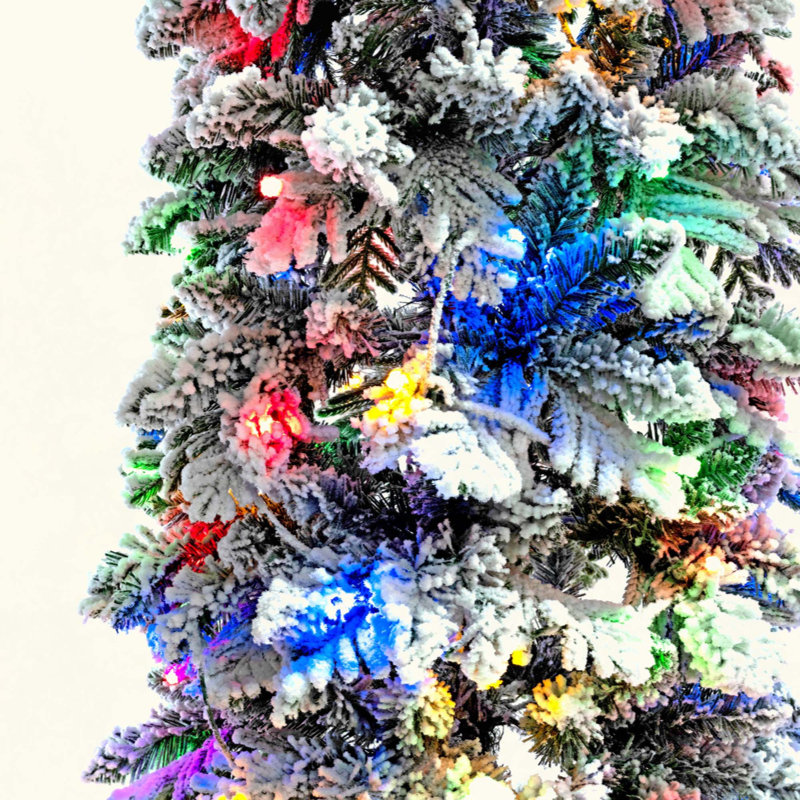 Crayons de Noël pré-éclairés, arbre de Noël artificiel mince 5 pièces avec flocage de neige, arbre de décoration de Noël, 1820 branches, 350 lumières DEL avec 11 modes d'éclairage