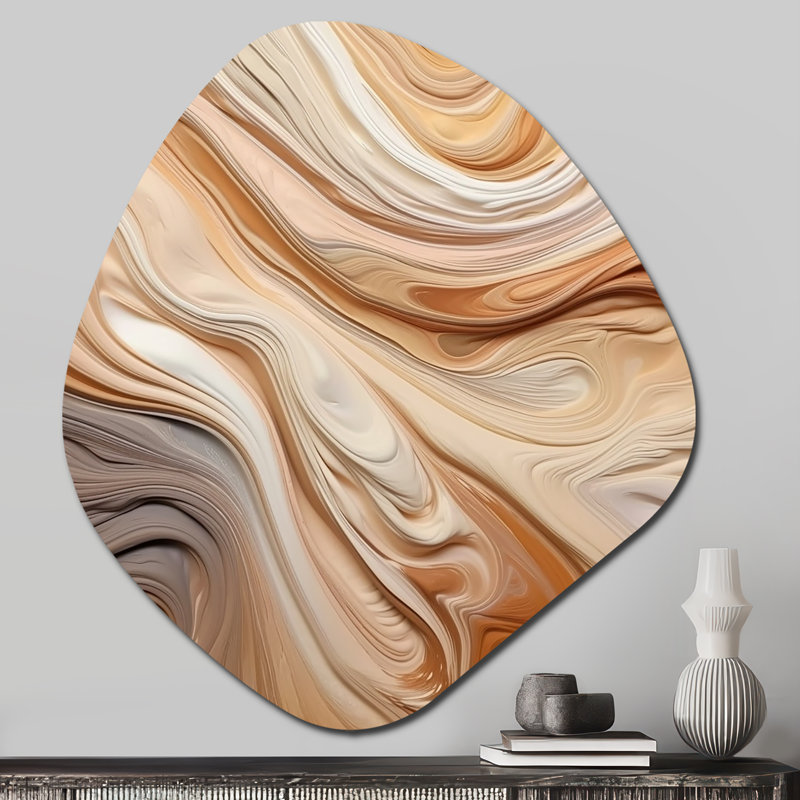 «Orange» et «Beige Unounded Imagination II», art mural asymétrique abstrait en métal, impression d'art moderne de forme irrégulière