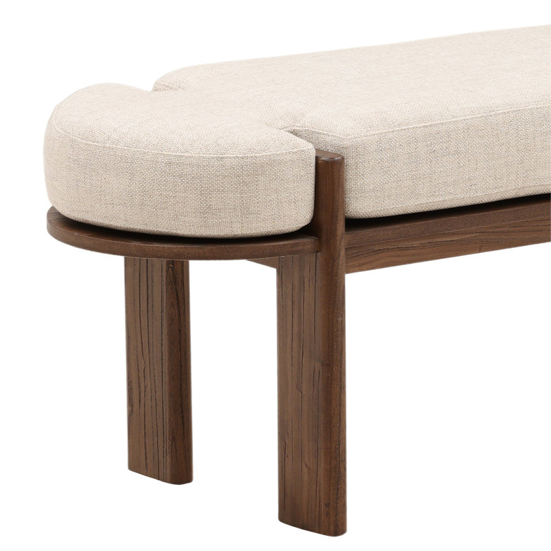 Ella Upholstered Accent Bench, Brown