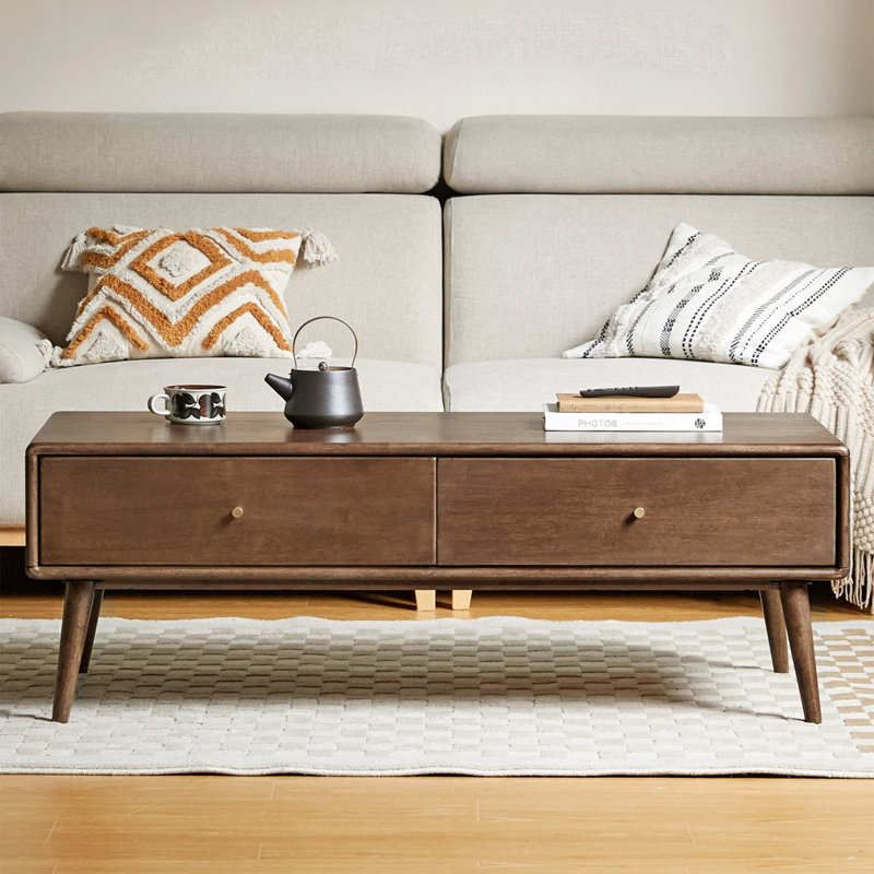 Table basse moderne et créative avec rangement en bois massif