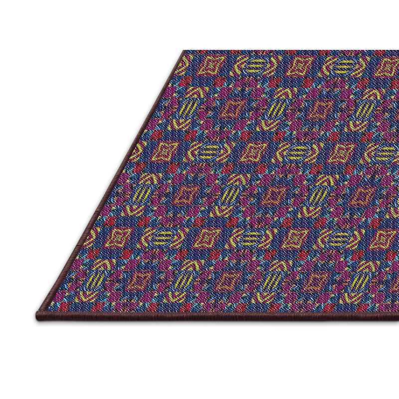 Tapis mauve à motifs/brun/orange Horigan, Rectangle 5 pi x 7 pi