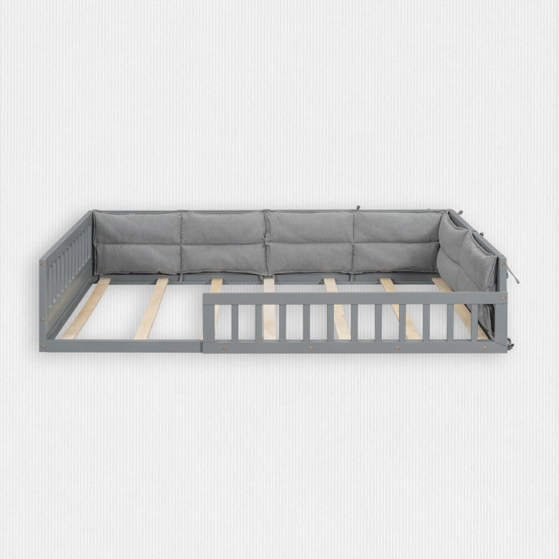 Lit plateforme tapissier Sherlon, Gris